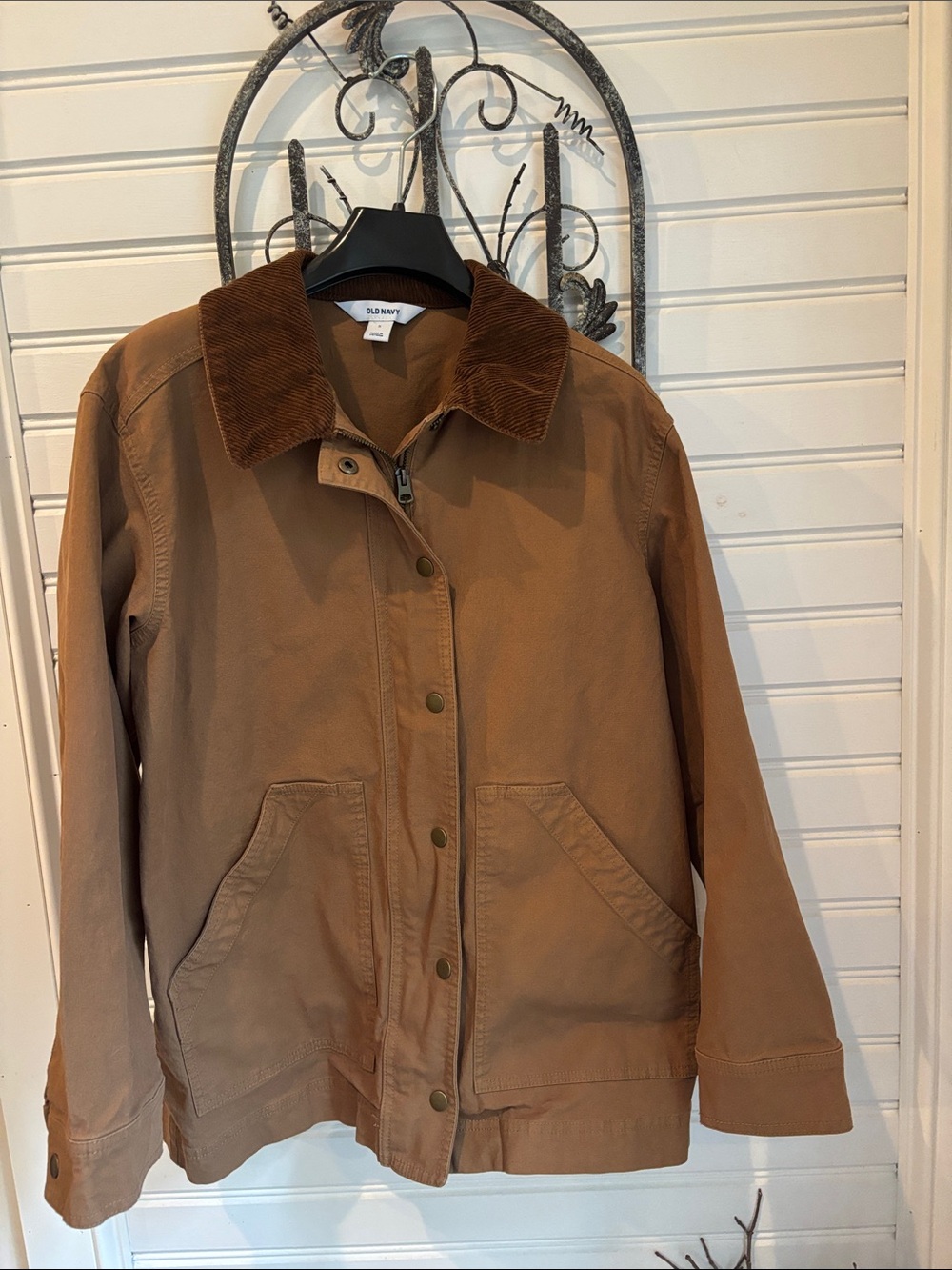 Old Navy Brown Canvas Utility Jacket with Corduroy Collar